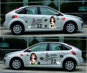 Application of music color photo machine in car sticker advertising